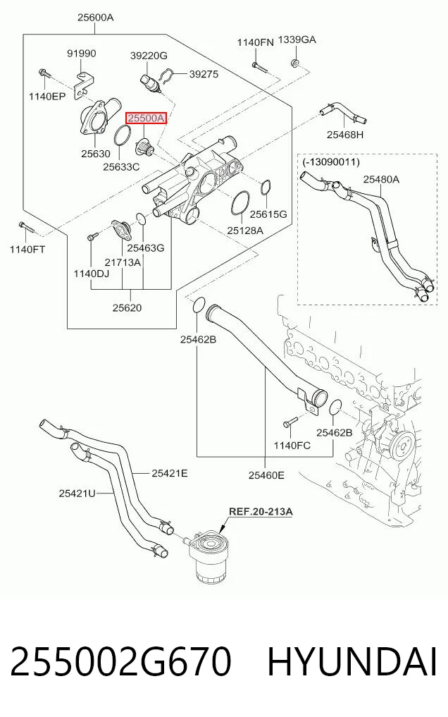 255002G670 Hyundai/Kia Termostato de agua