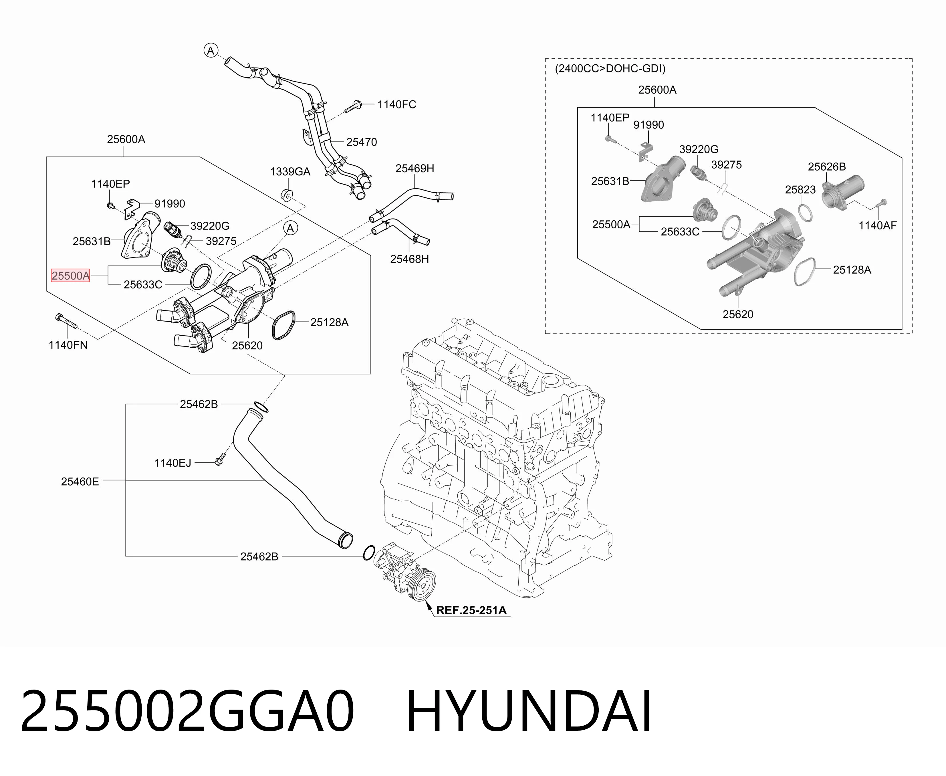 255002GGA0 Hyundai/Kia Termostato de agua