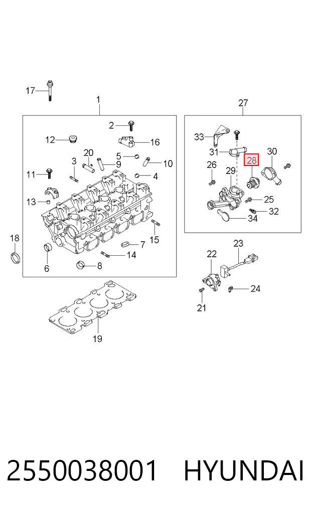 2550038001 Hyundai/Kia Termostato de agua