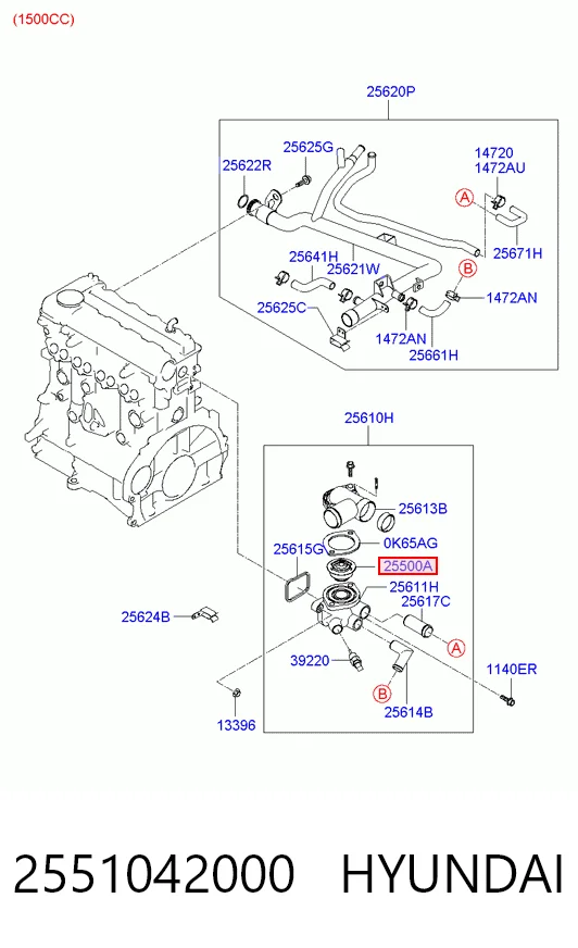 Termostato de agua Hyundai Coupe II (2001-2006)