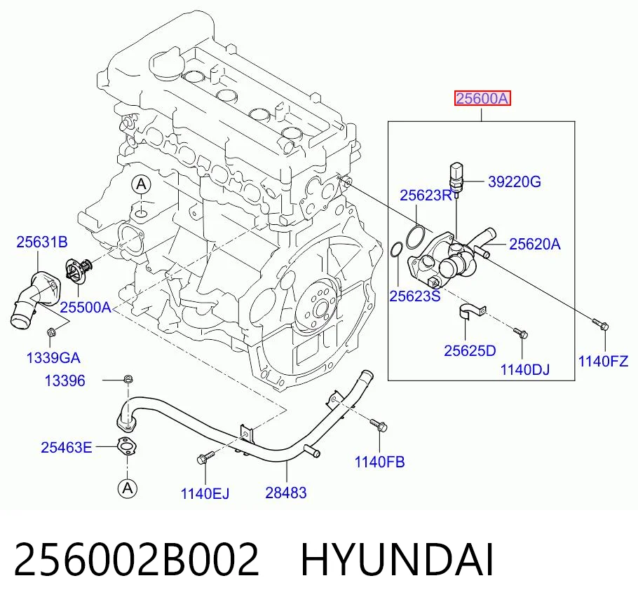 256002B002 Hyundai/Kia Caja del termostato