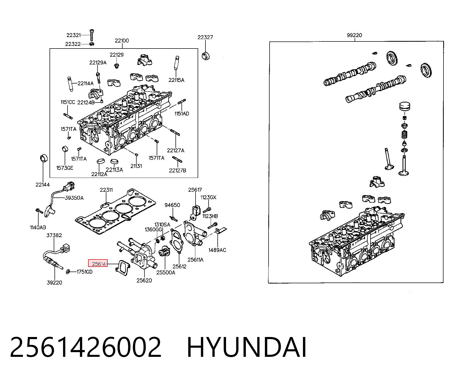 2561426002 Hyundai/Kia Junta de la carcasa del termostato