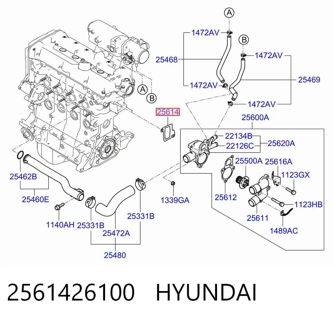 2561426100 Hyundai/Kia Junta de la carcasa del termostato