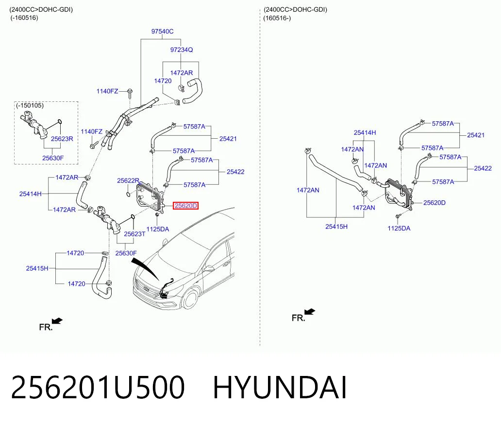 256201U500 Hyundai/Kia Radiador de refrigeración de la transmisión