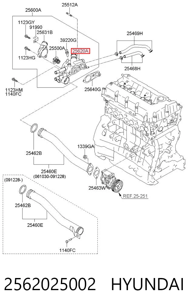 Caja del termostato para Hyundai Sonata V NF