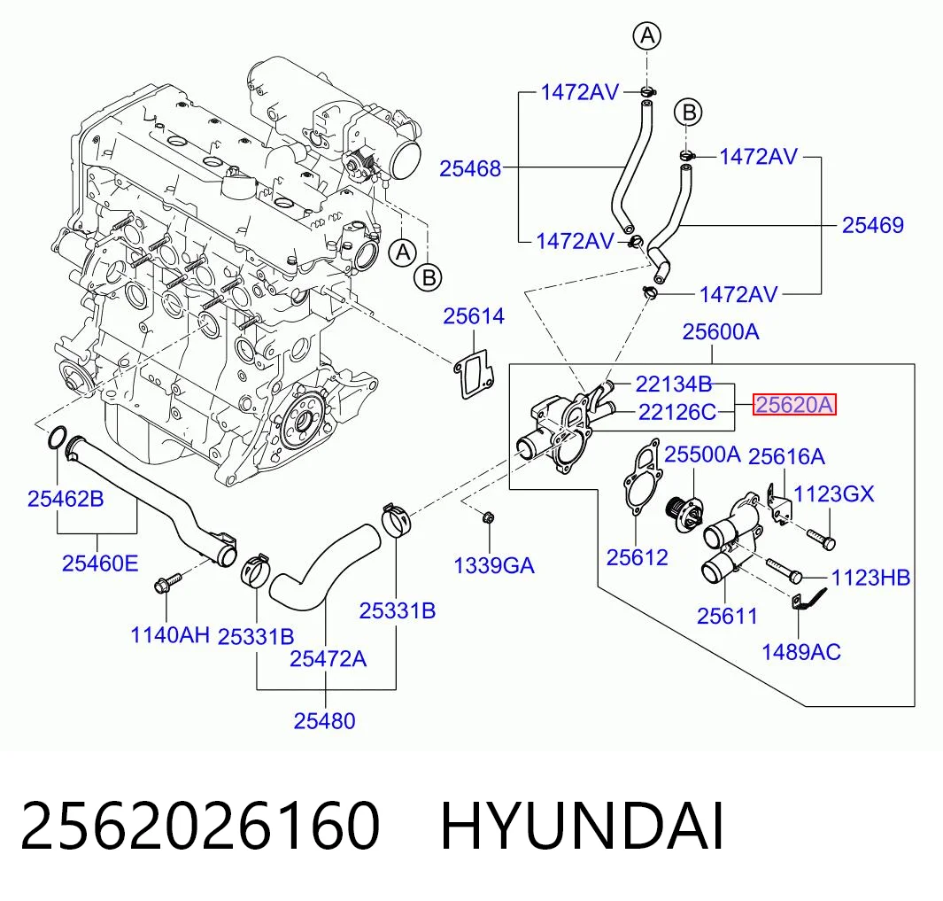 2562026160 Hyundai/Kia Caja del termostato