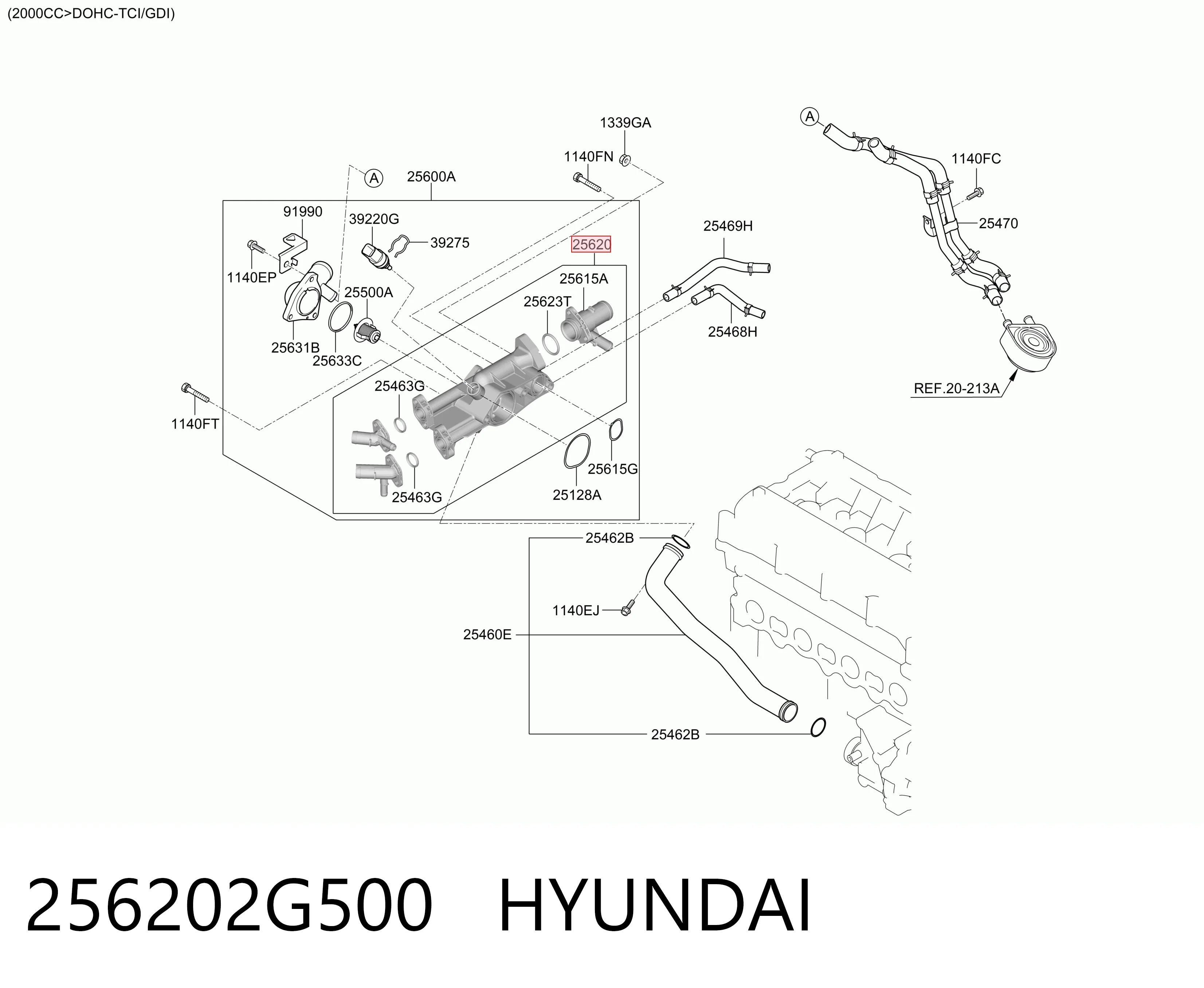 256202G500 Hyundai/Kia Caja del termostato