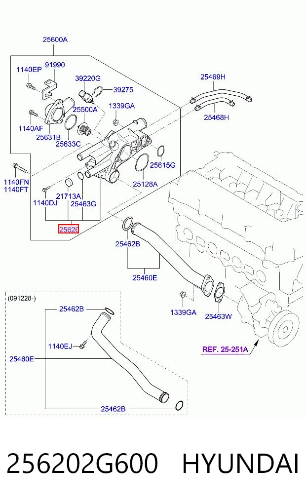 Caja del termostato para Hyundai Sonata V NF