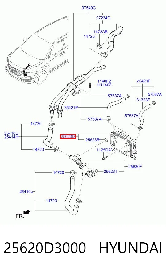 25620D3000 Hyundai/Kia Radiador de refrigeración de la transmisión