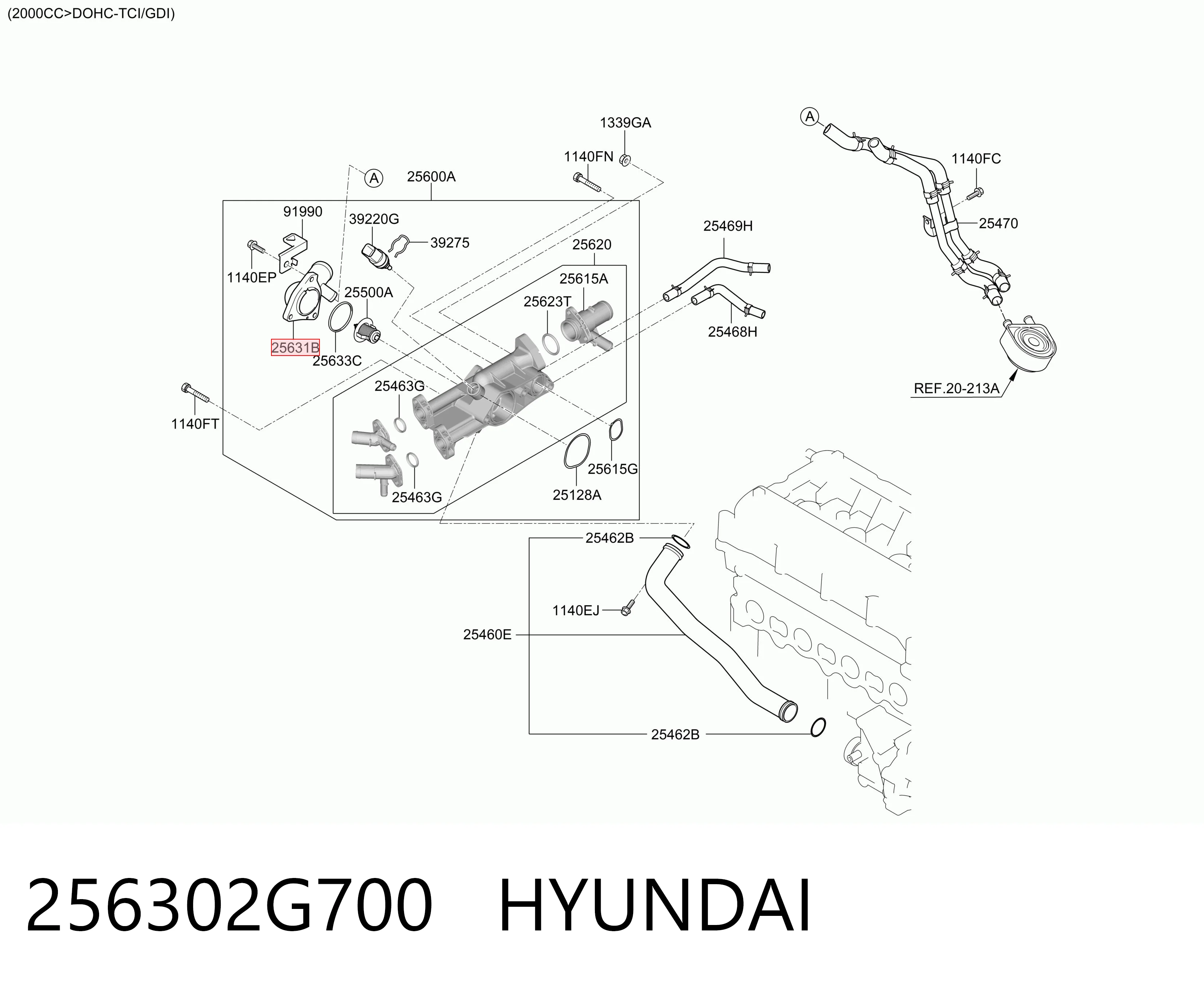 256302G700 Hyundai/Kia Tapa de termostato