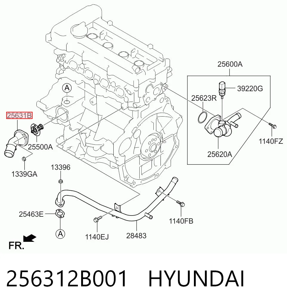 256312B001 Hyundai/Kia Tapa de termostato