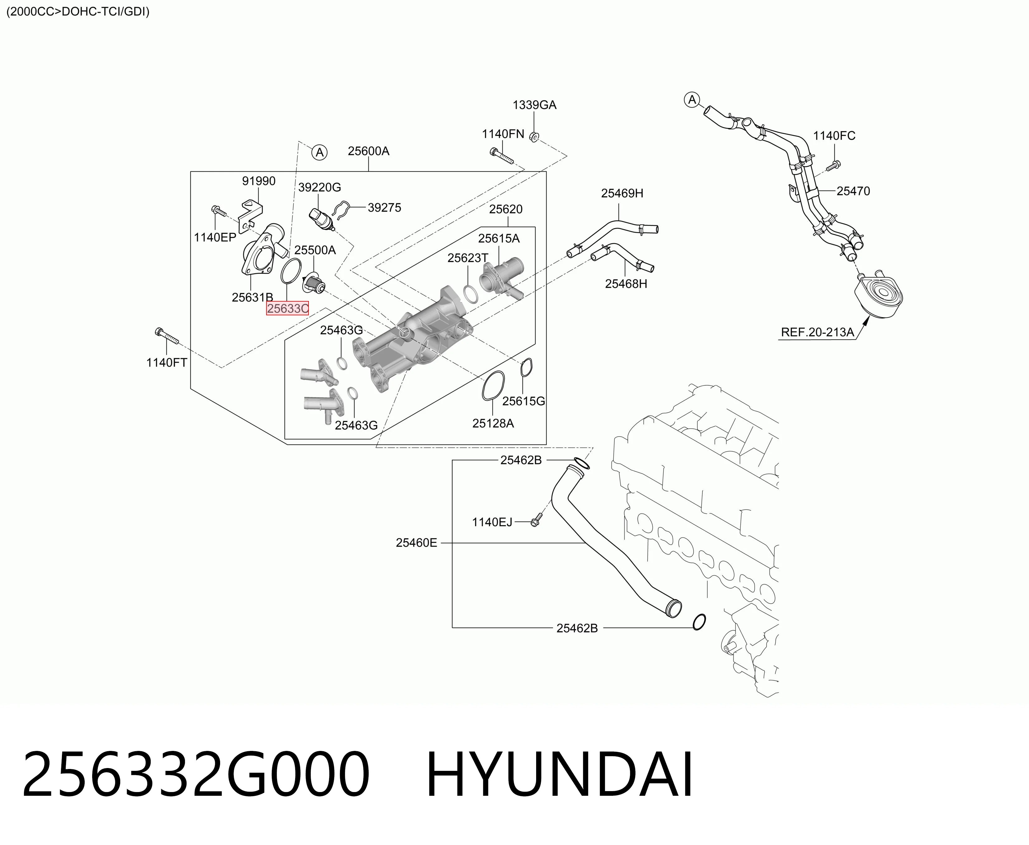 256332G000 Hyundai/Kia Junta termostato