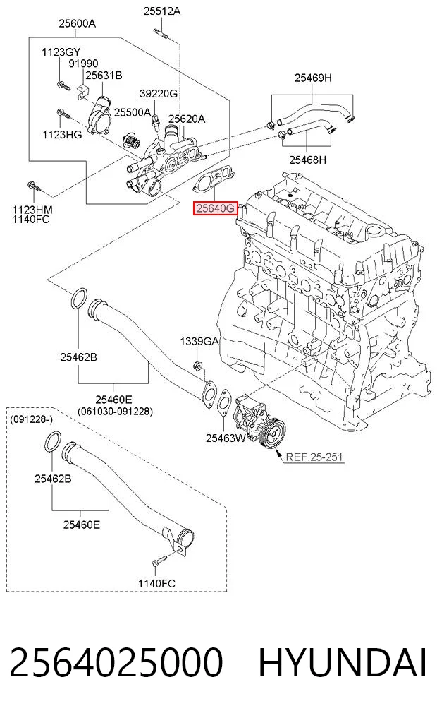 2564025000 Hyundai/Kia Junta termostato