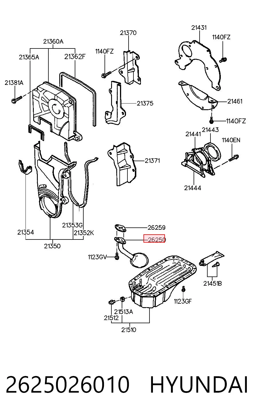 2625026010 Hyundai/Kia Tubo de aspiración de aceite