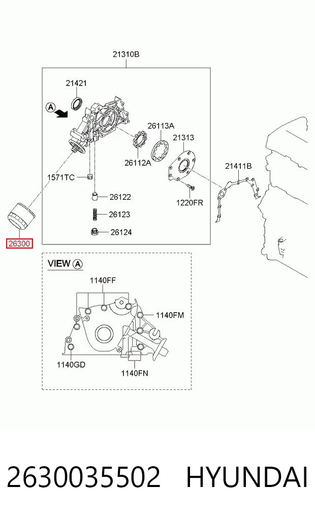 2630035502 Hyundai/Kia Filtro aceite