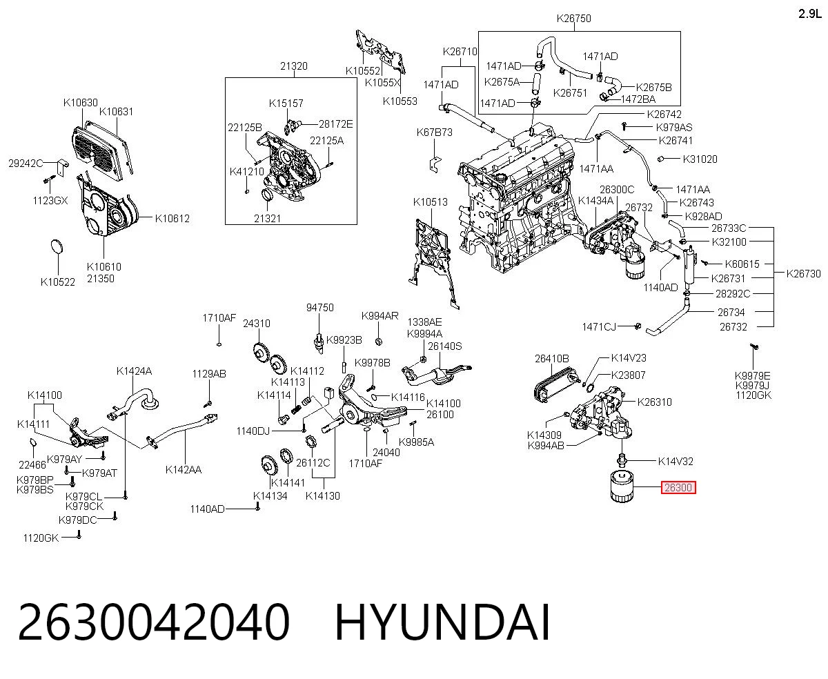2630042040 Hyundai/Kia Filtro aceite