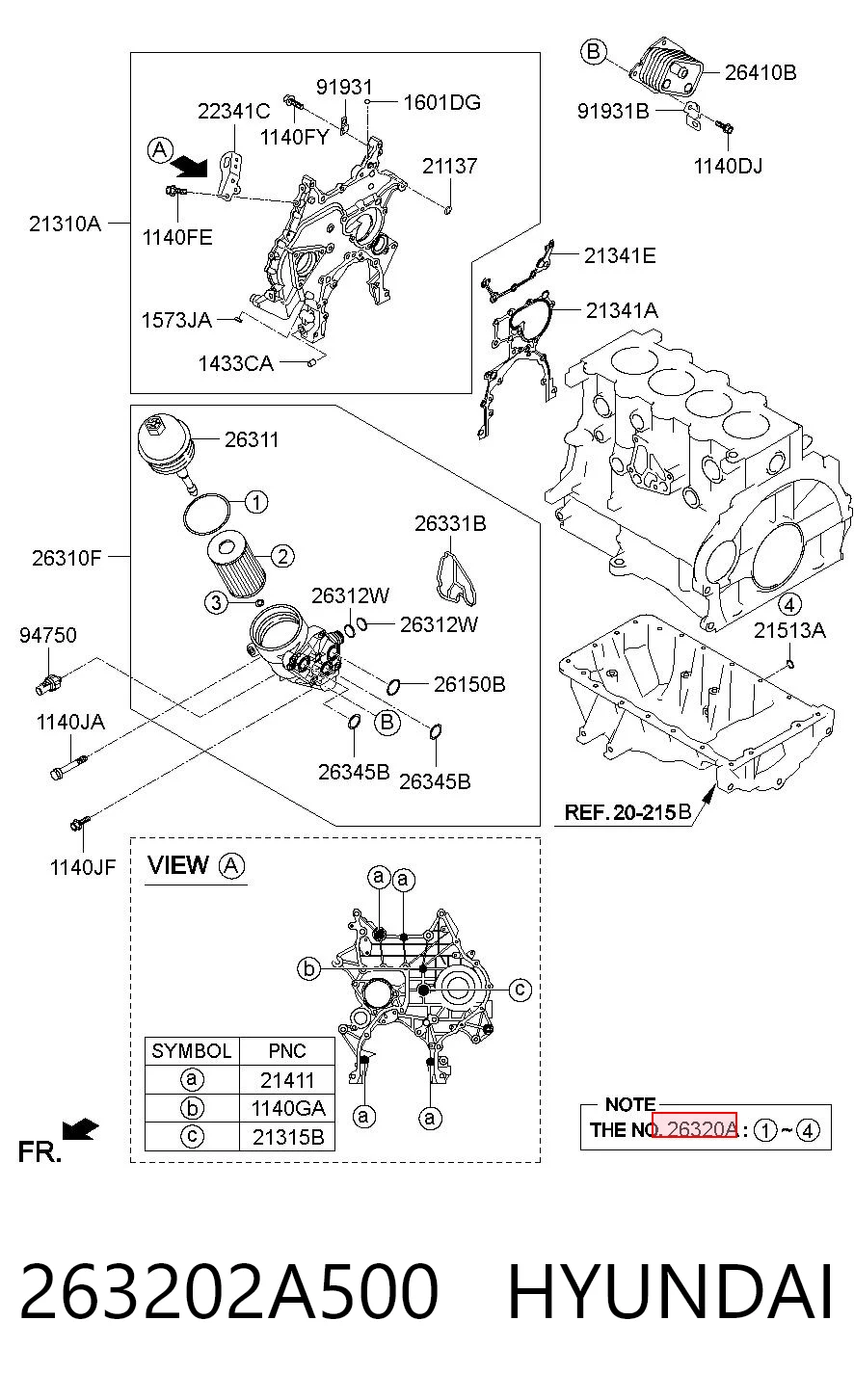 263202A500 Hyundai/Kia Filtro aceite
