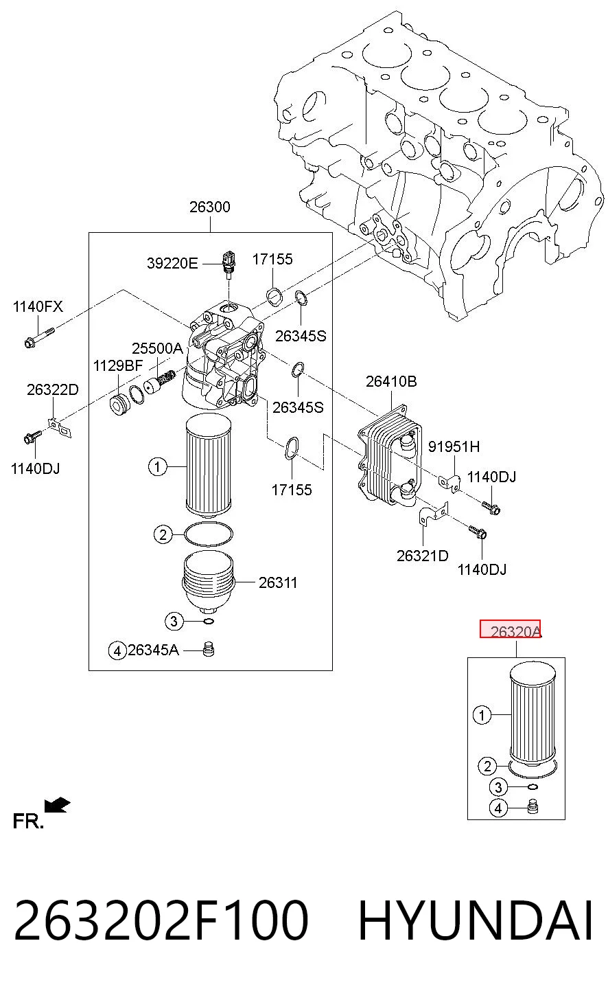 263202F100 Hyundai/Kia Filtro aceite