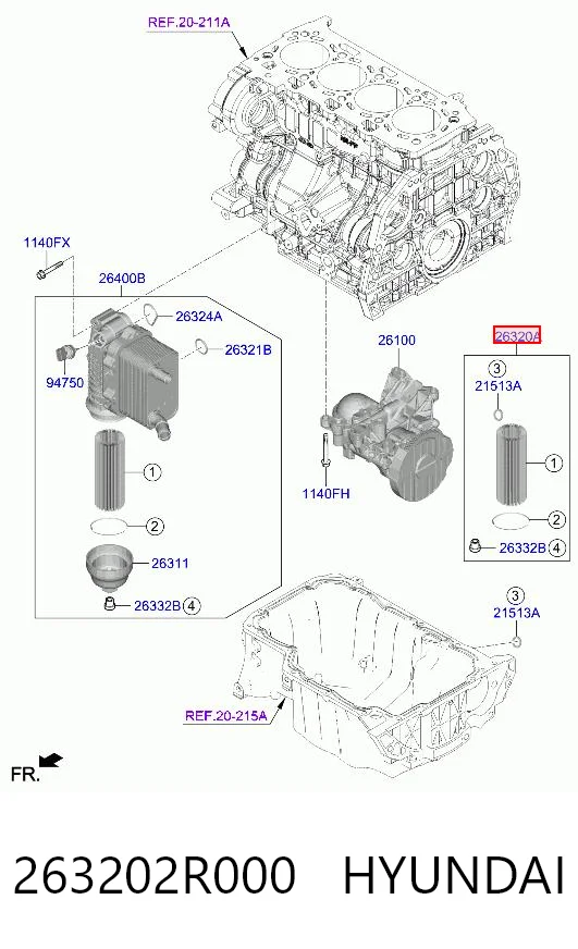 263202R000 Hyundai/Kia Filtro aceite