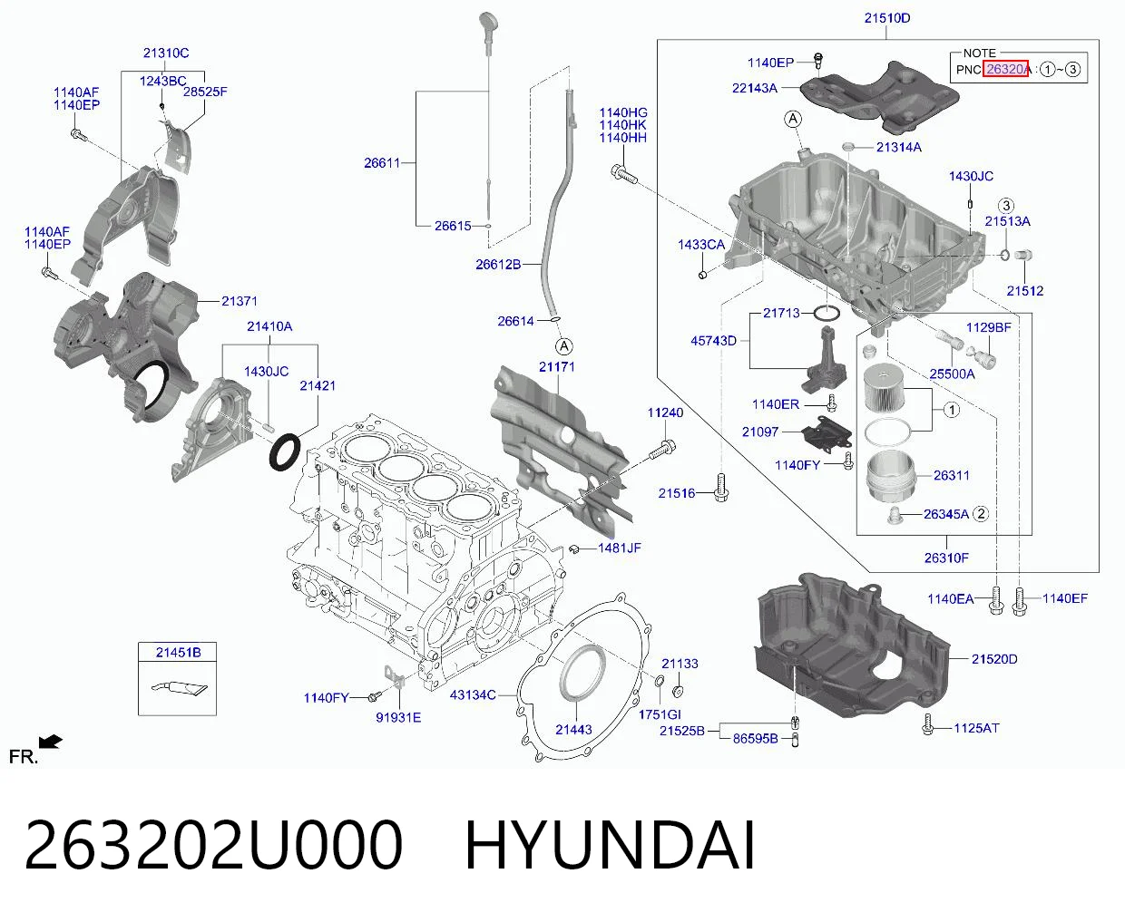 263202U000 Hyundai/Kia Filtro aceite