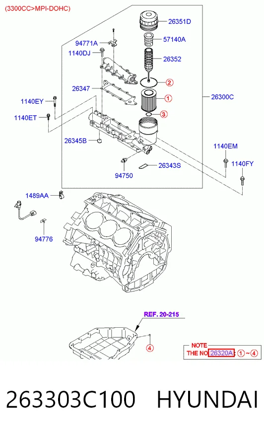 263303C100 Hyundai/Kia Filtro aceite