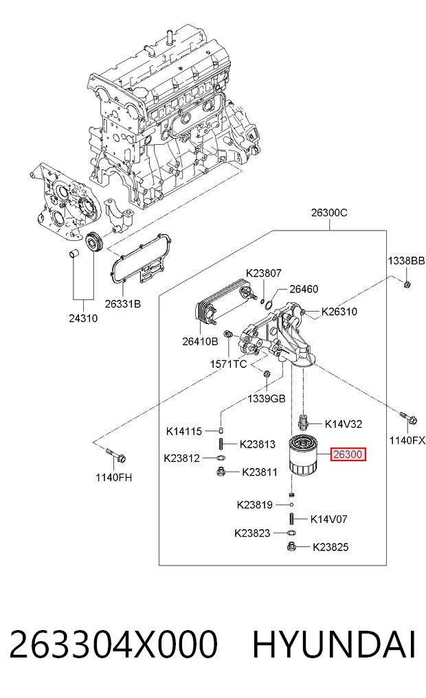263304X000 Hyundai/Kia Filtro aceite