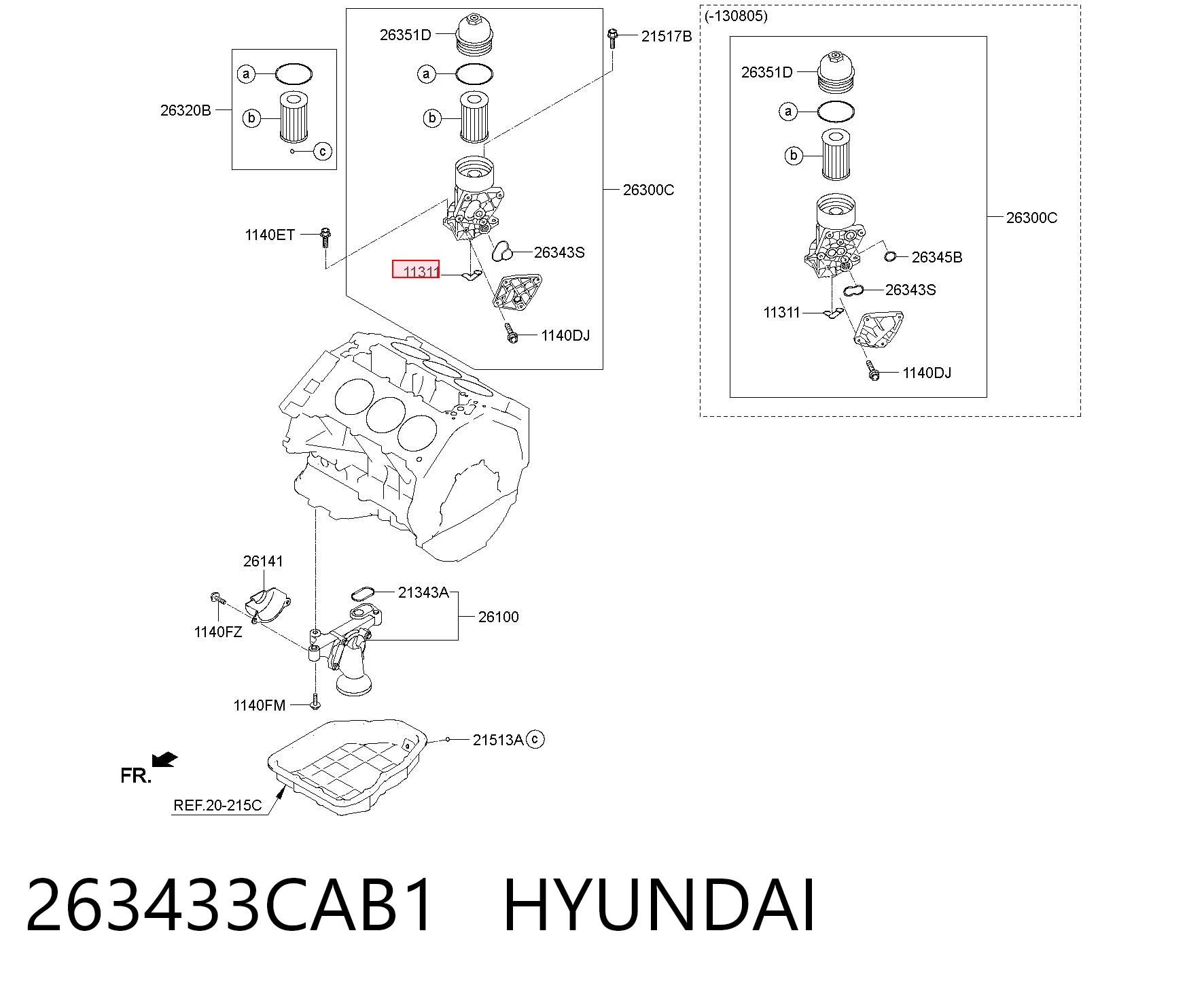 263433CAB1 Hyundai/Kia Junta de la bomba de aceite