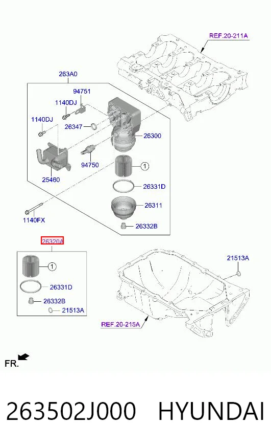 263502J000 Hyundai/Kia Filtro aceite