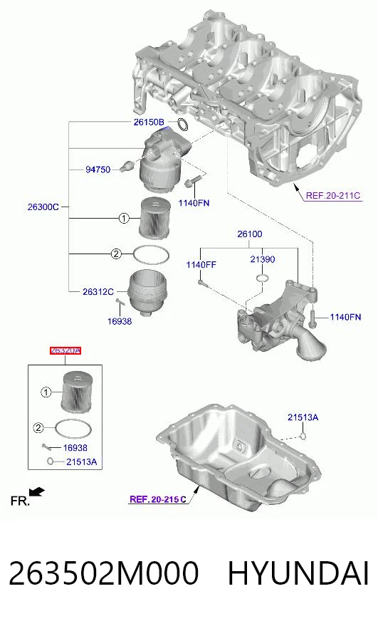 263502M000 Hyundai/Kia Filtro aceite