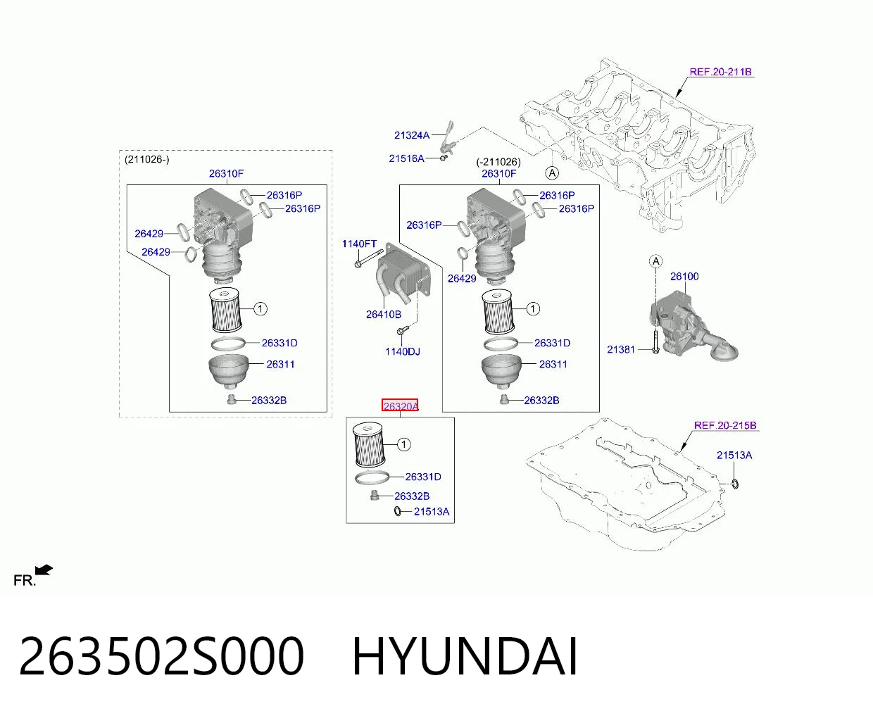 263502S000 Hyundai/Kia Filtro aceite