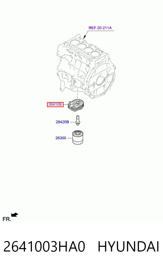 2641003HA0 Hyundai/Kia Radiador de aceite debajo del filtro