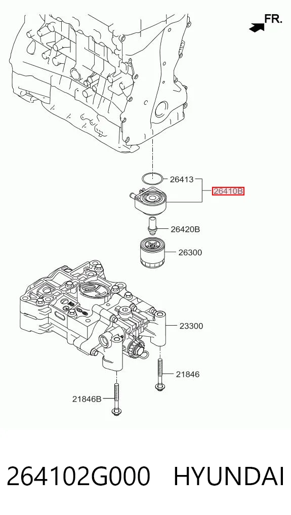264102G000 Hyundai/Kia Radiador de aceite debajo del filtro