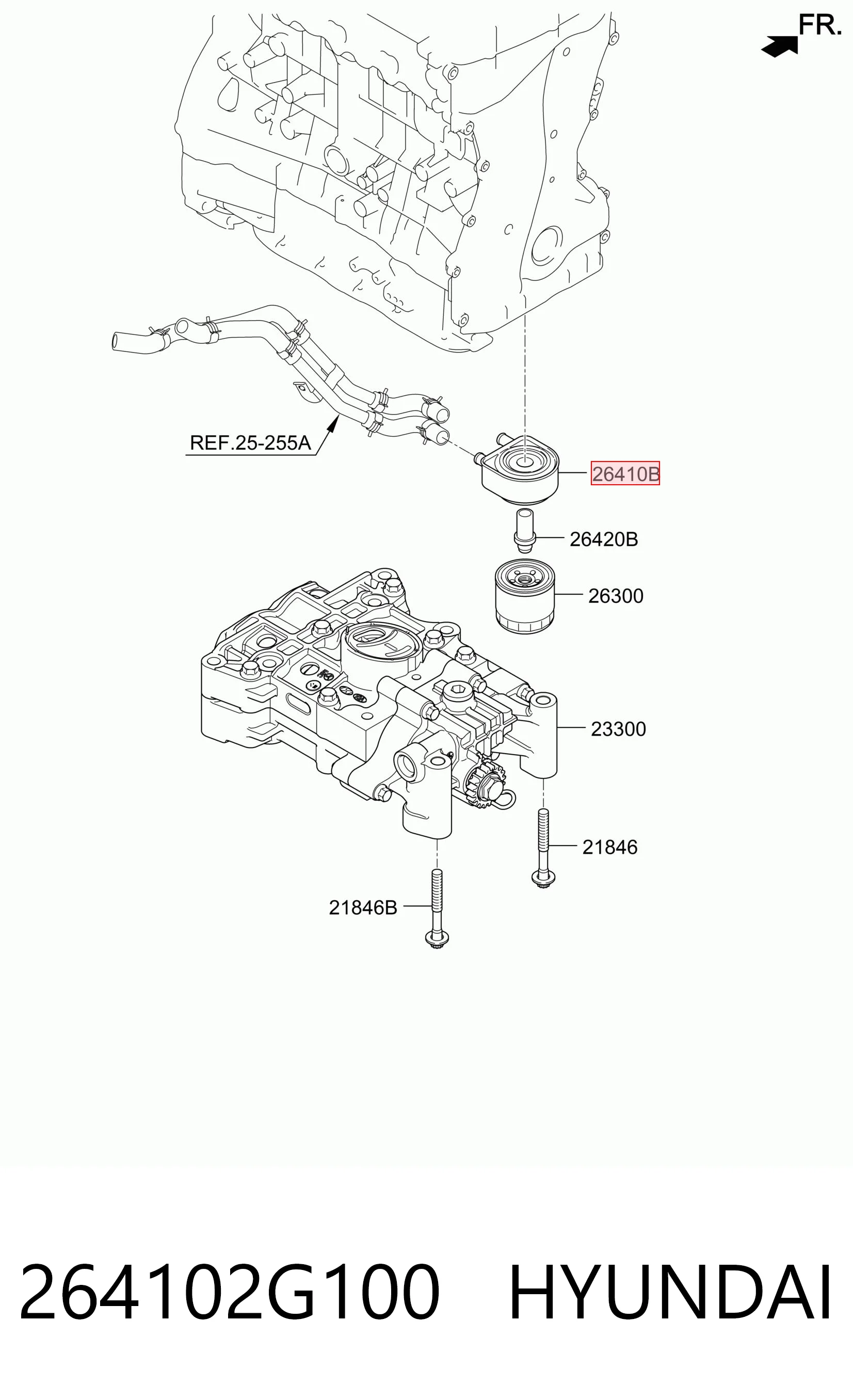 264102G100 Hyundai/Kia Radiador de aceite debajo del filtro