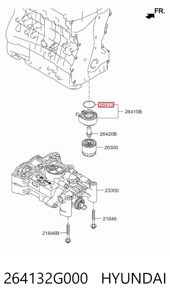 264132G000 Hyundai/Kia Anillo de sellado entre la carcasa del filtro de aceite y el intercambiador de calor