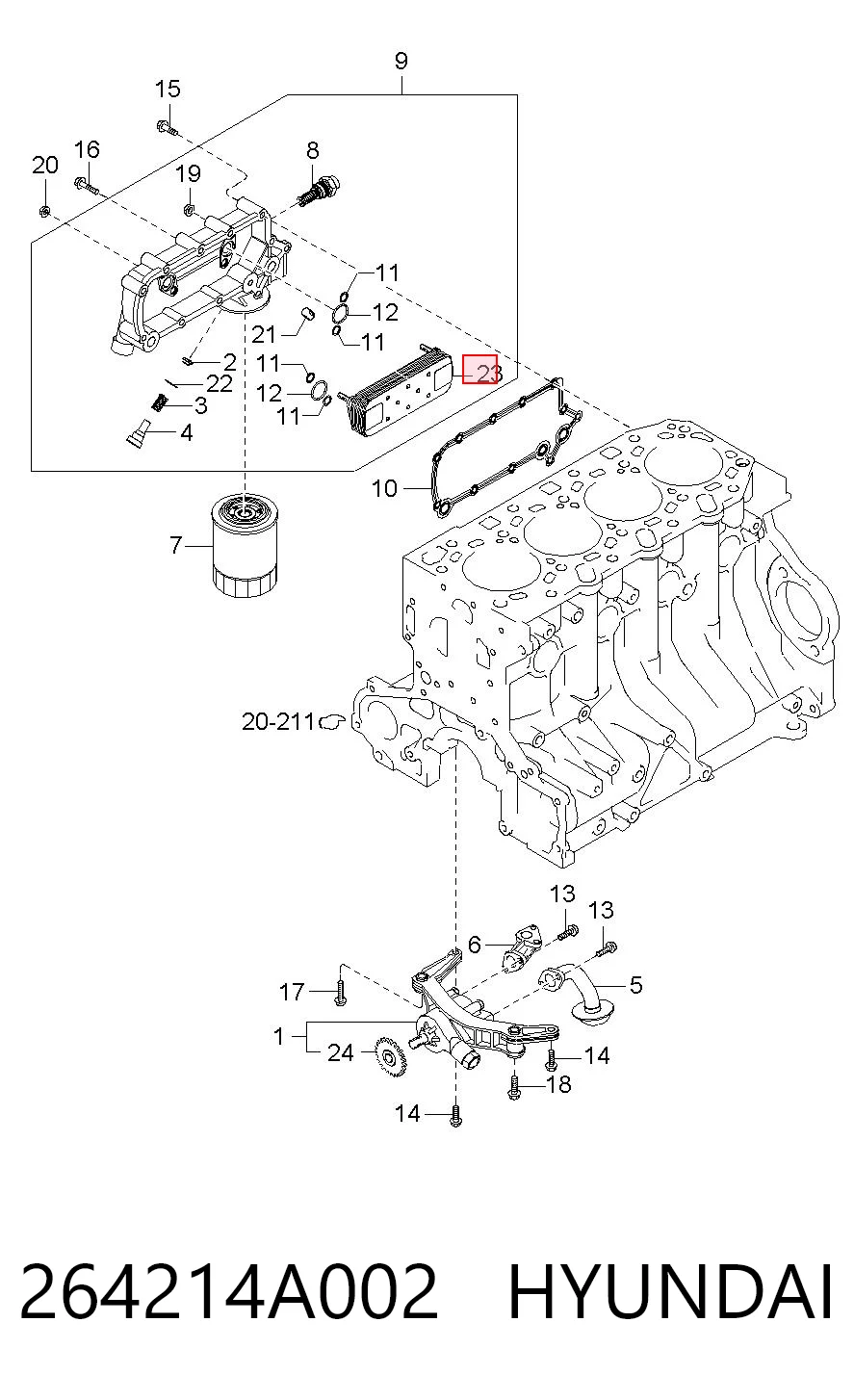 Radiador de aceite 264214A002 HYUNDAI