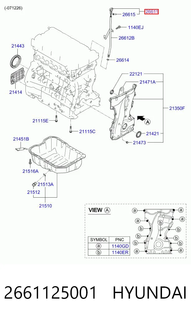2661125001 Hyundai/Kia Medidor de aceite