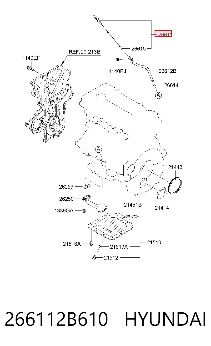 266112B610 Hyundai/Kia Medidor de aceite