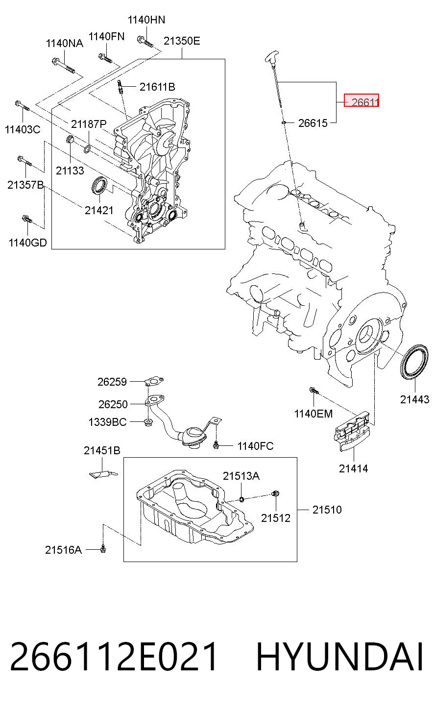 266112E021 Hyundai/Kia Medidor de aceite