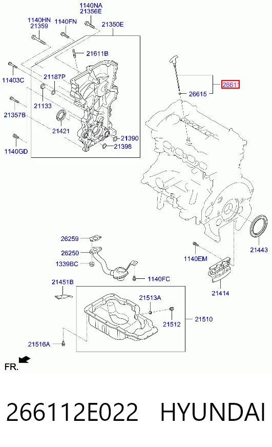 266112E022 Hyundai/Kia Medidor de aceite