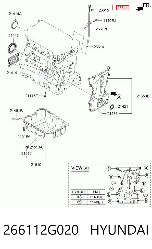 266112G020 Hyundai/Kia Medidor de aceite