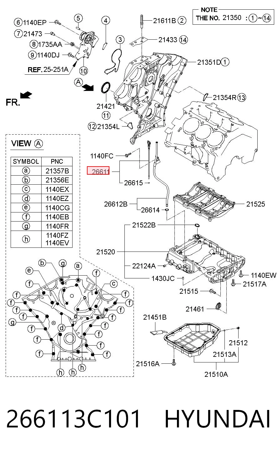 266113C101 Hyundai/Kia Medidor de aceite