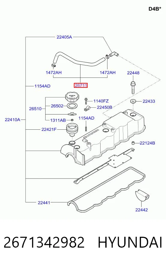 Tubo de ventilación del cárter para Hyundai H-1 STAREX 
