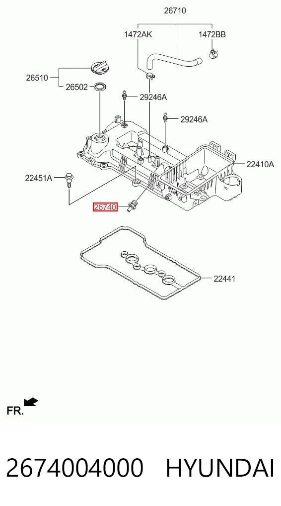 Válvula PCV de ventilación de gases del cárter 2674004000 HYUNDAI