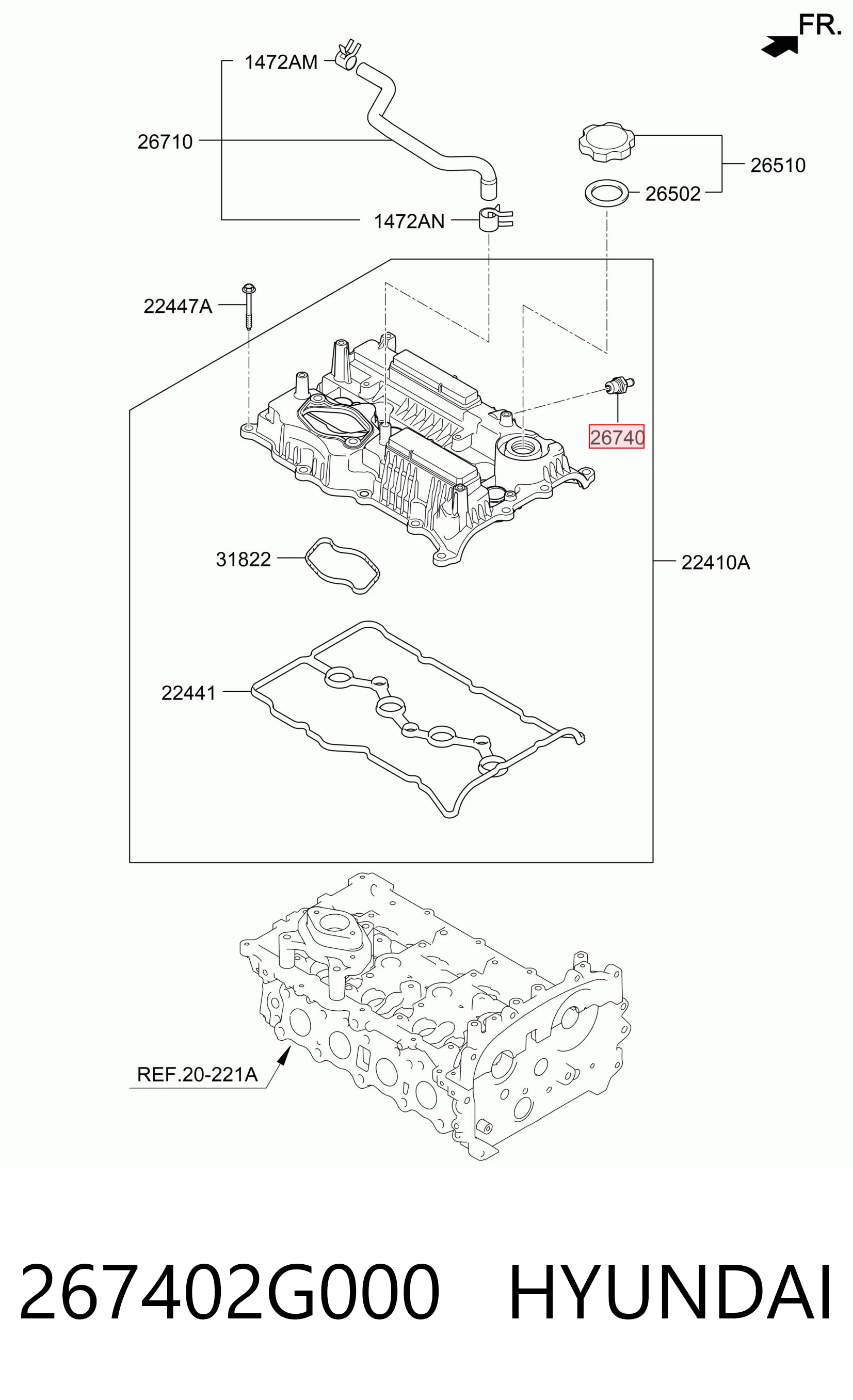 Válvula, ventilación cárter Hyundai Sonata V sedán (NF) (2007 - 2010) precio, desde 4,37 EUR