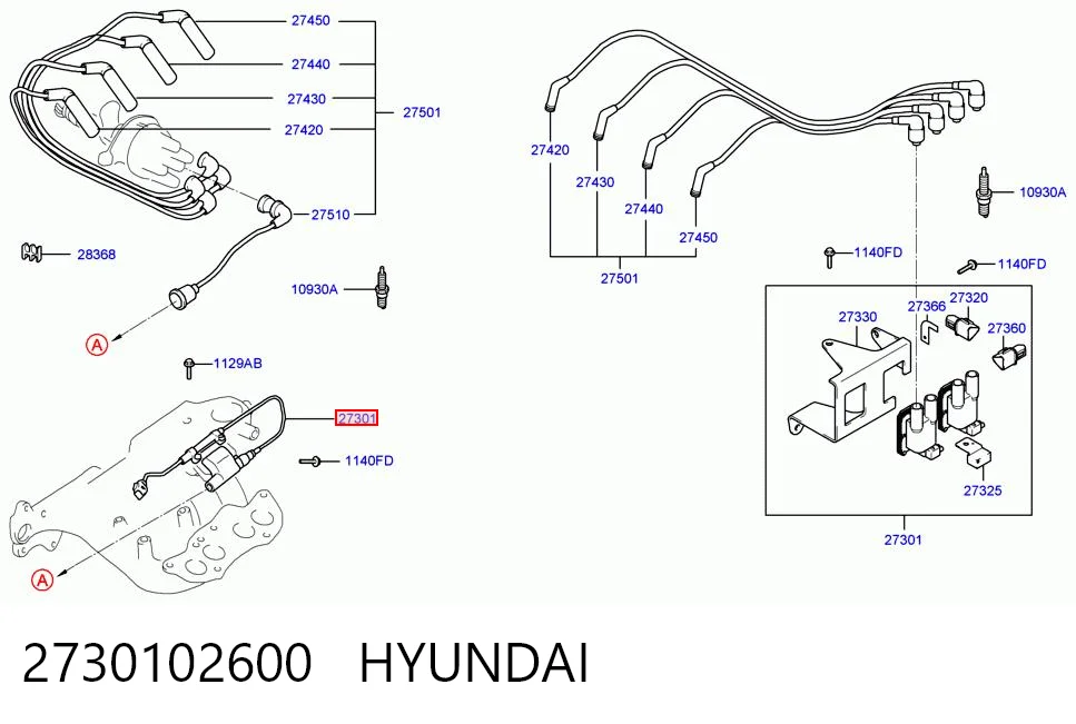 Bobina de encendido HYUNDAI 2730102600