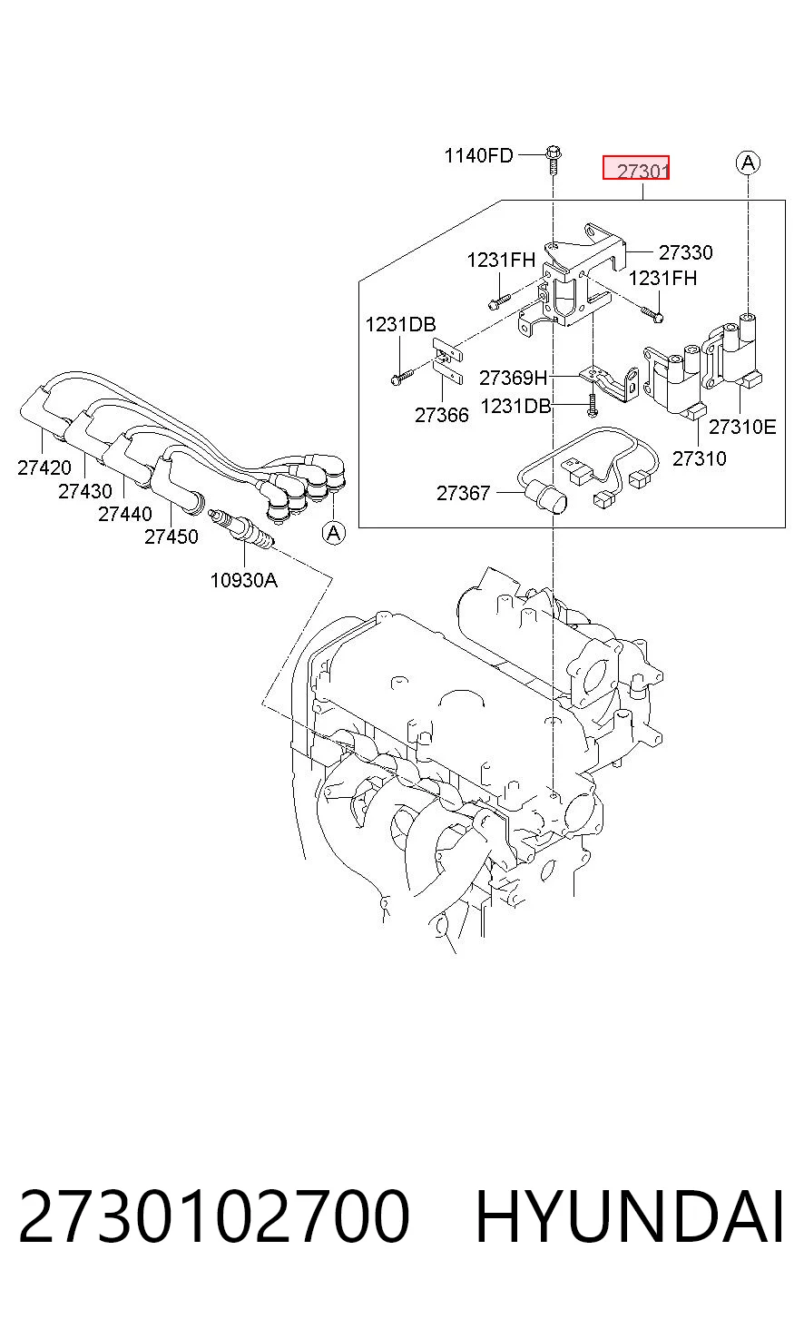 Bobina de encendido HYUNDAI 2730102700