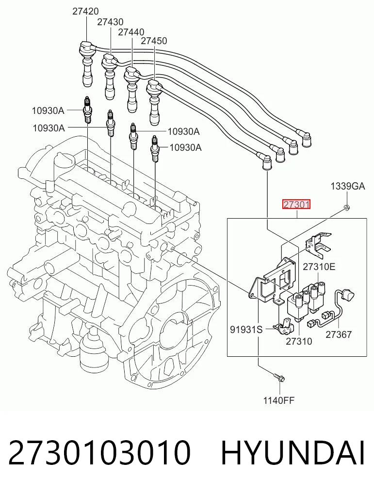 2730103010 Hyundai/Kia Bobina de ignición