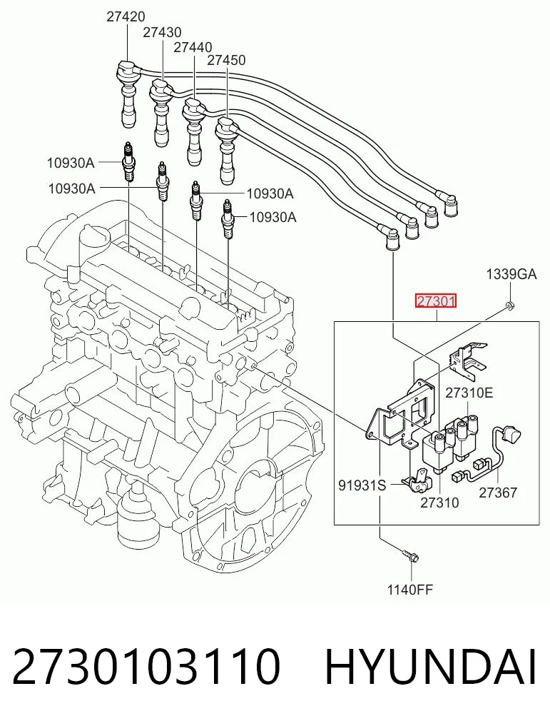 2730103110 Hyundai/Kia Bobina de ignición