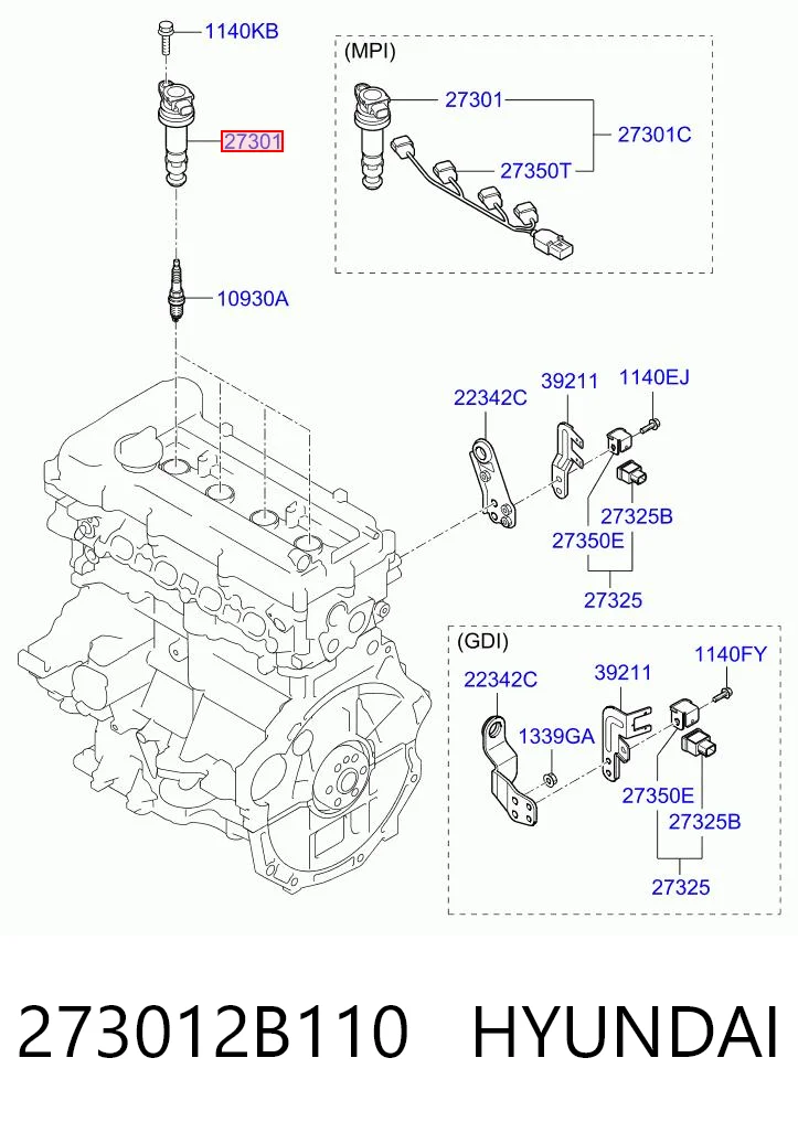 273012B110 Hyundai/Kia Bobina de ignición