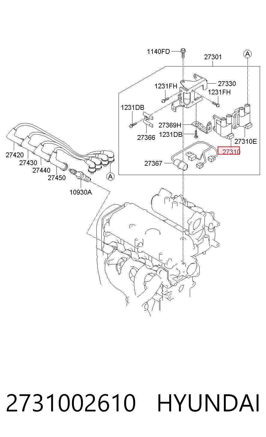 Bobina de encendido HYUNDAI 2731002610